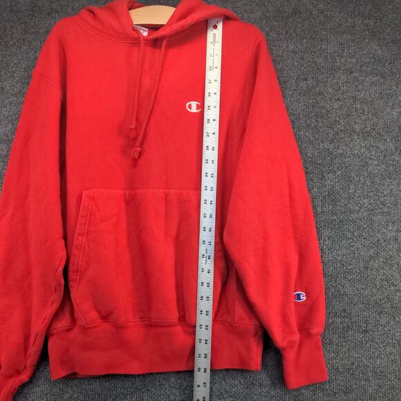 Champion Reverse Weave Mens Pullover Hoodie Sweatshirt Red Small Kangaroo Pocket - Picture 11 of 13